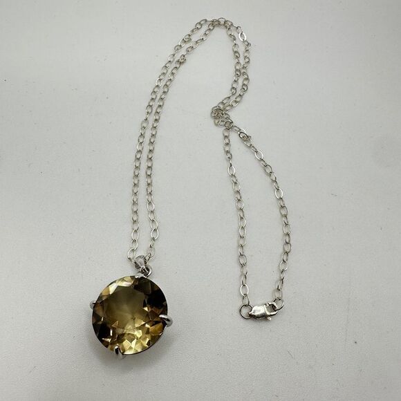 Stunning 18mm Round cut Smokey Quartz pendant and necklace in solid sterling! - Picture 1 of 13